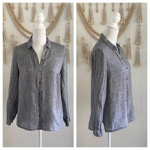 J. Jill love linen essential long sleeve button up shirt top spring summer xs